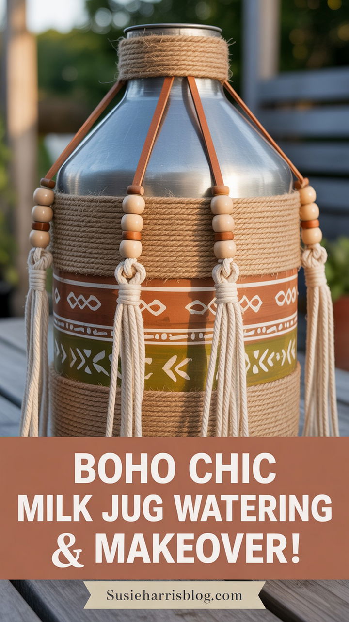 Boho Chic Milk Jug Watering Can Makeover