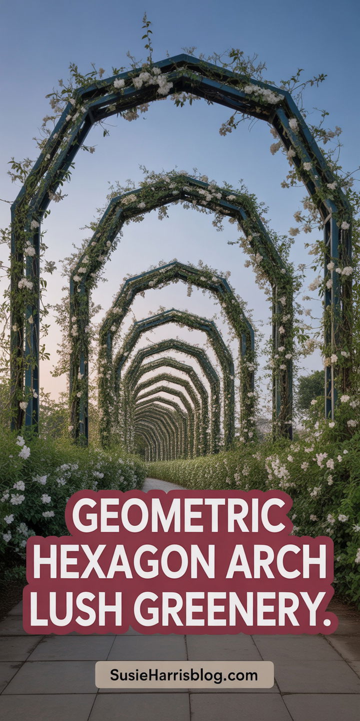 Geometric Hexagon Arch Covered In Lush Greenery