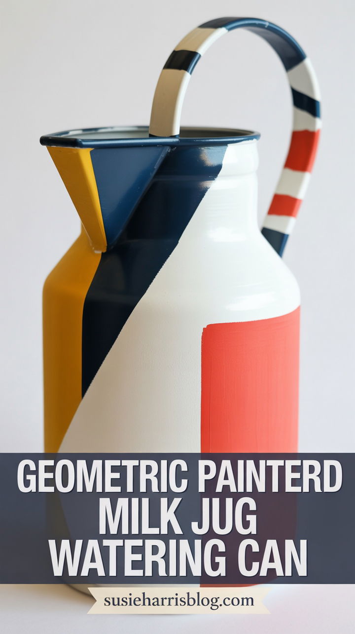 Geometric Painted Milk Jug Watering Can
