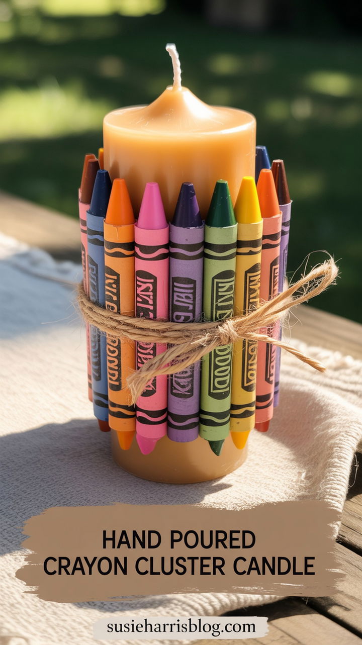 Hand Poured Crayon Cluster Candle