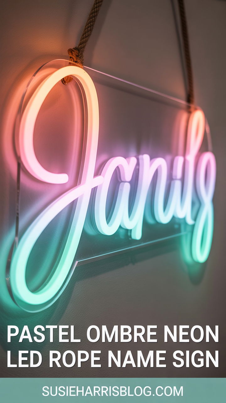Pastel Ombre Neon LED Rope Name Sign