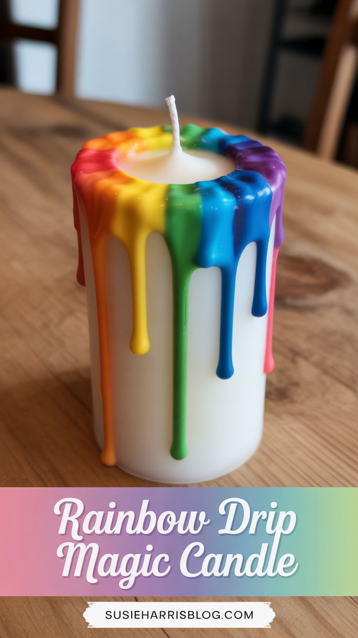Rainbow Drip Magic Candle