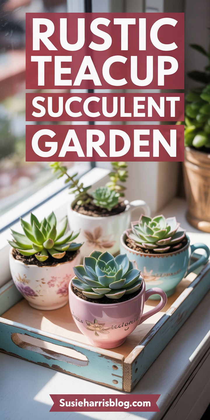 Rustic Teacup Succulent Garden