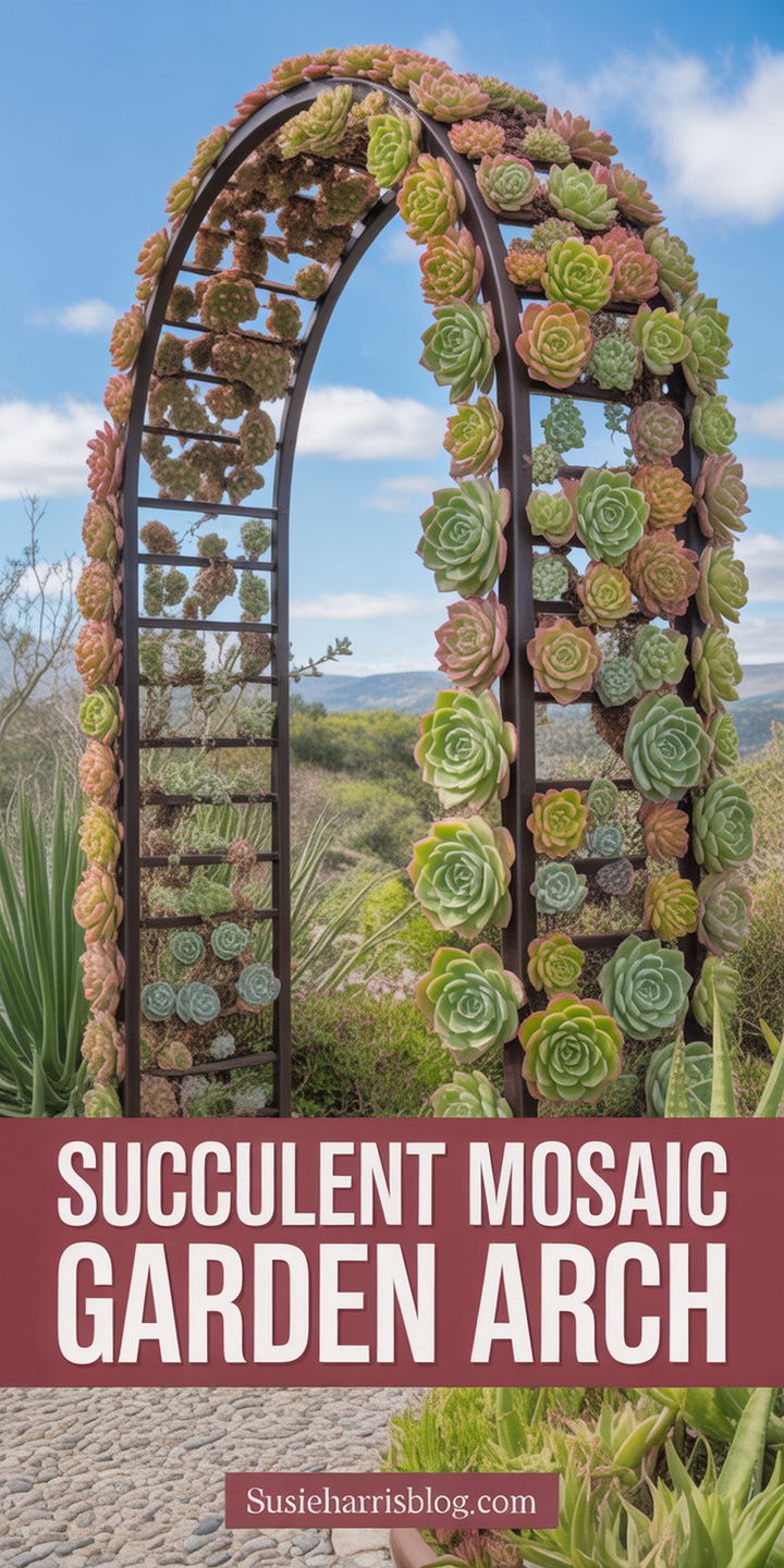 Succulent Mosaic Garden Arch