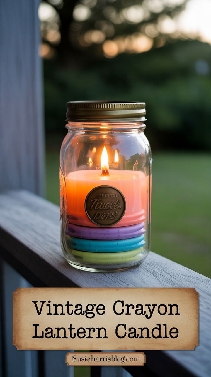 Vintage Crayon Lantern Candle