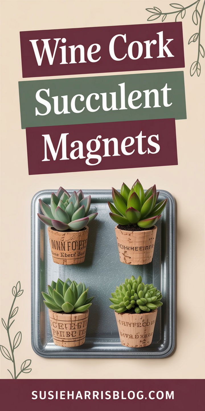 Wine Cork Succulent Magnets