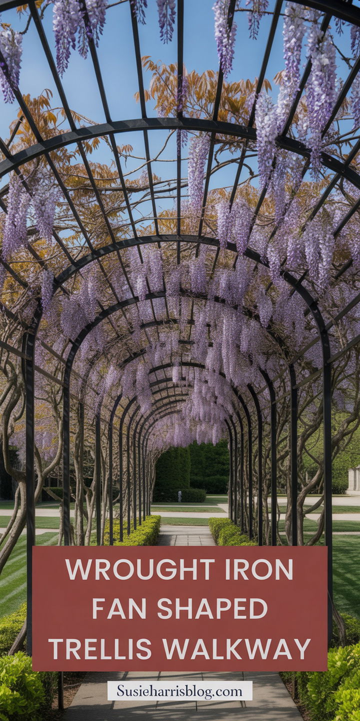 Wrought Iron Fan Shaped Trellis Walkway