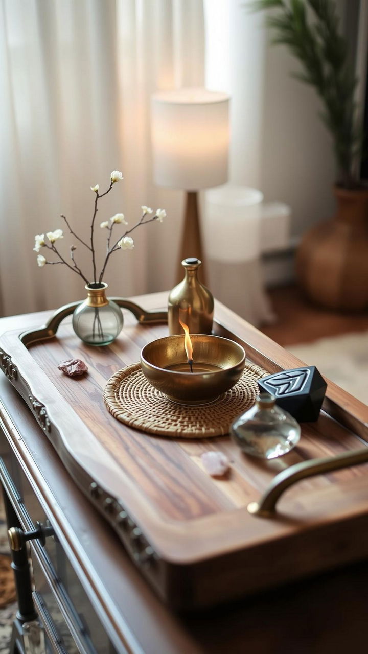 Aromatherapy Altar Tray With Crystals Incense