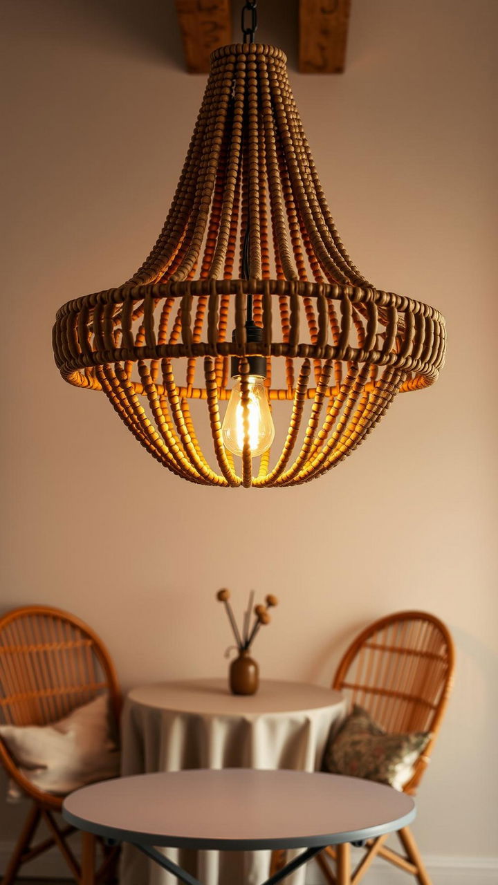 Beaded Chandelier With Bamboo Embroidery Hoop