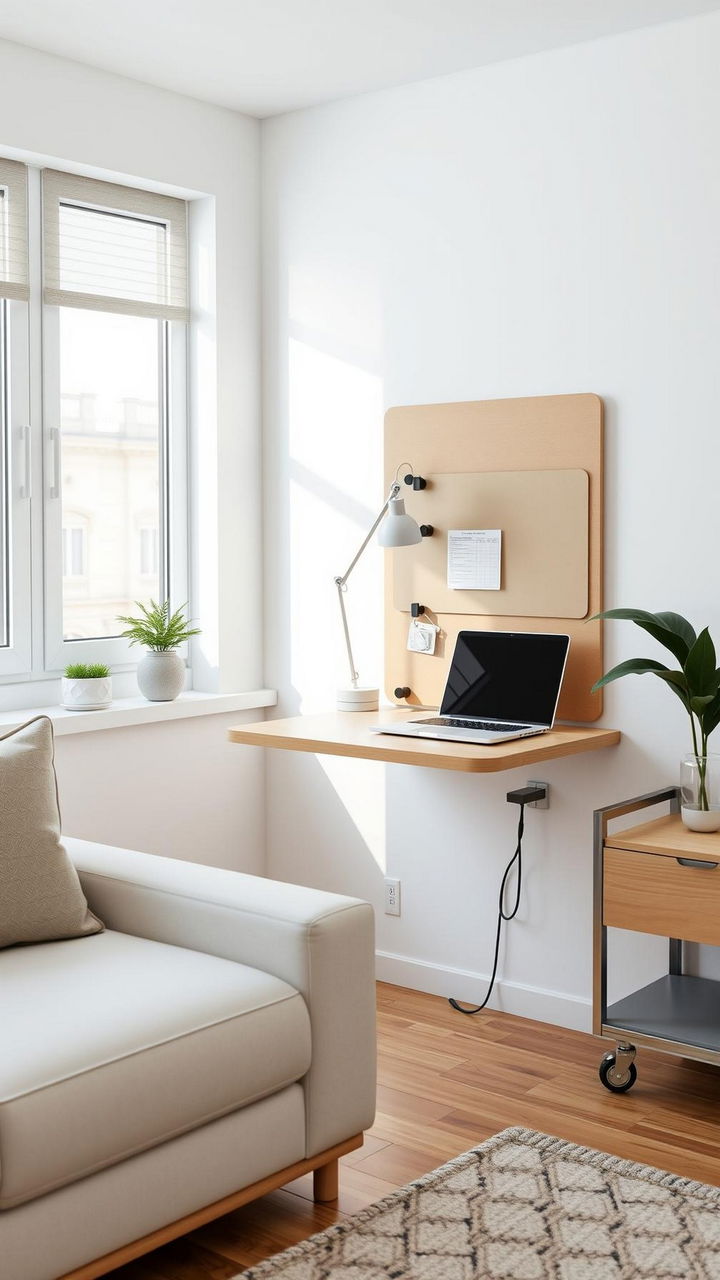 Build a Micro Workspace with a Fold Down Desk or Rolling Cart