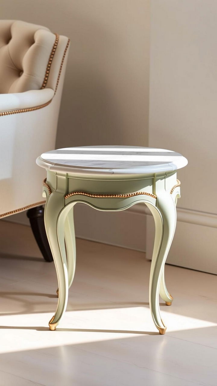 Cabriole Leg Side Table Makeover with Marble Touch