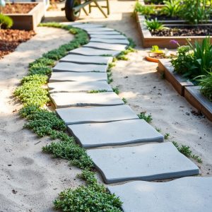 DIY Stepping Stone Path with Groundcovers