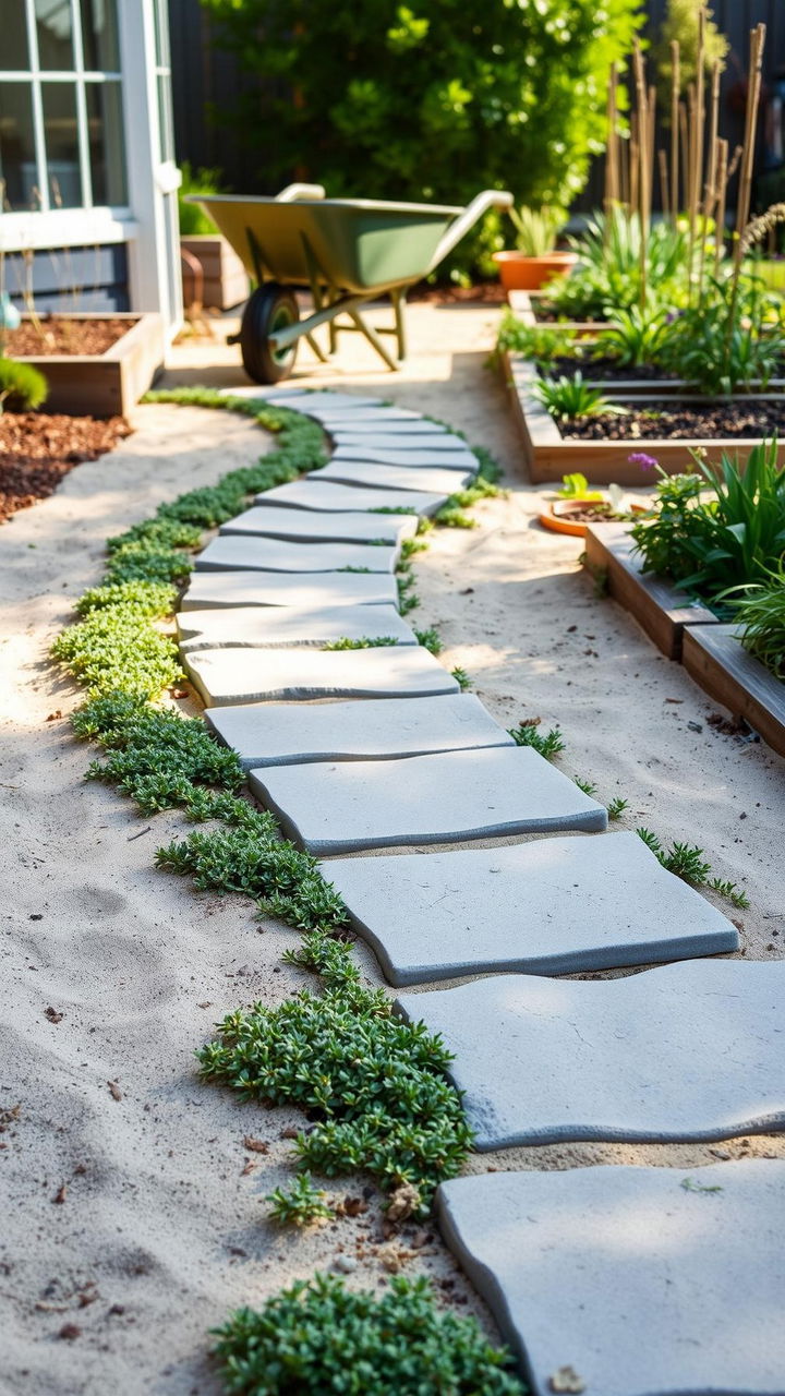 DIY Stepping Stone Path with Groundcovers