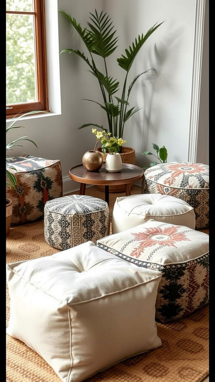 Floor Poufs From Drop Cloth Canvas