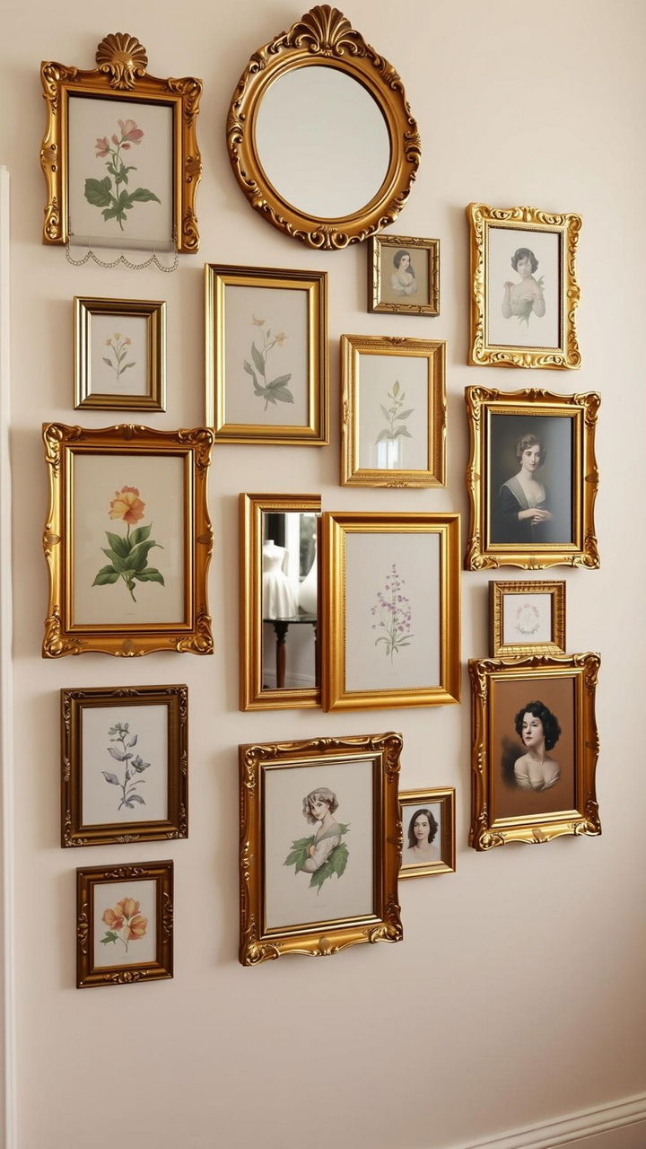 Gold Frame Gallery with C Scrolls and Shell Corners