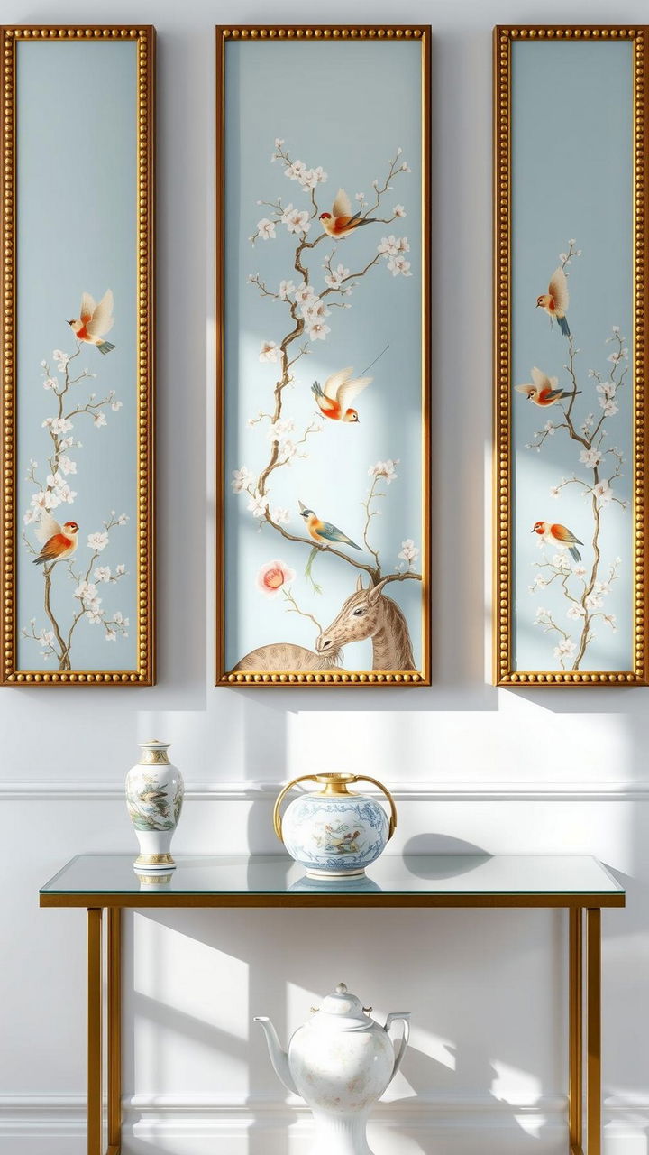 Hand Painted Chinoiserie Accent Panels