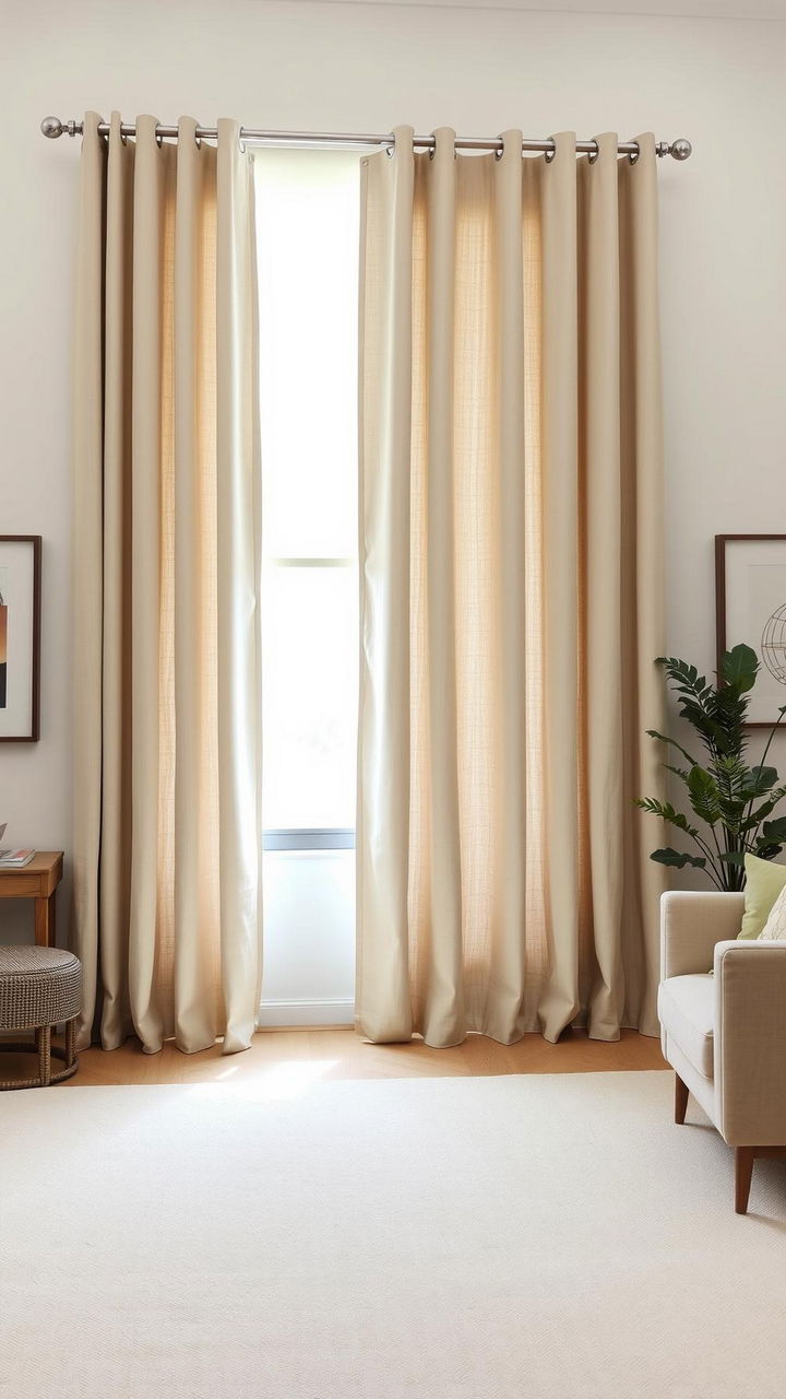 Hang Linen Curtains High and Wide to Soften Lines