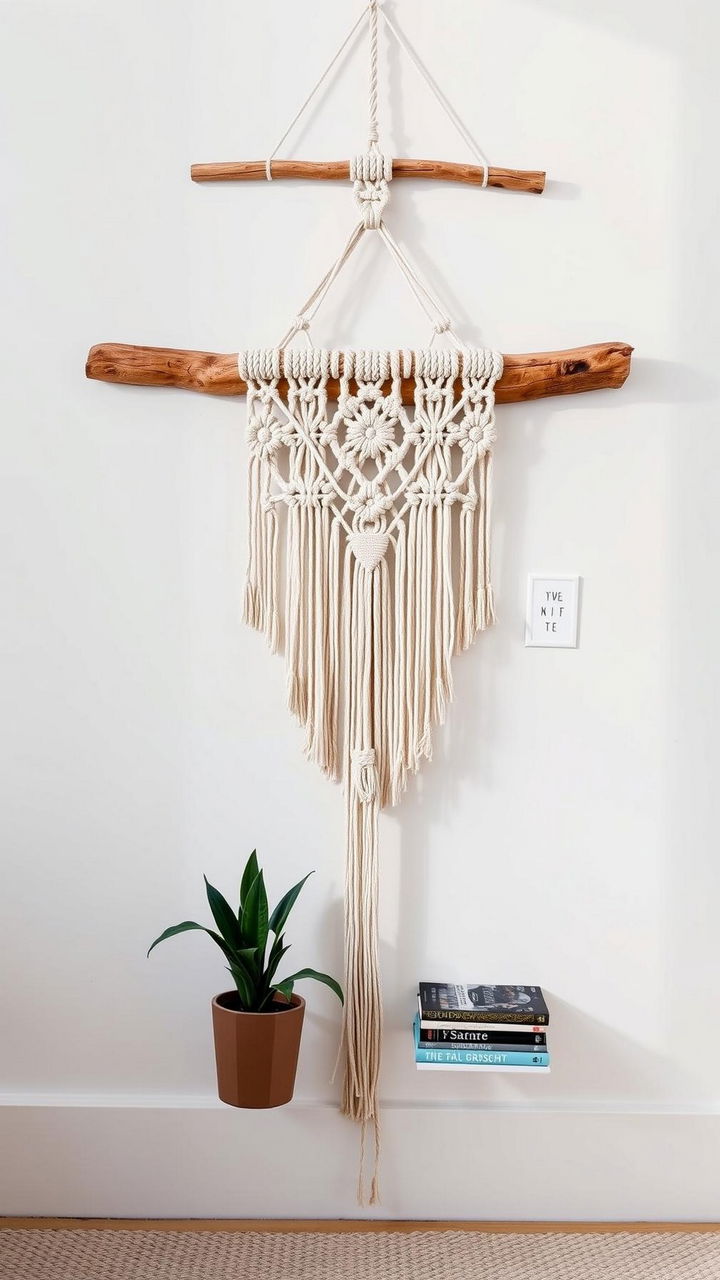Macramé Wall Hanging With Driftwood