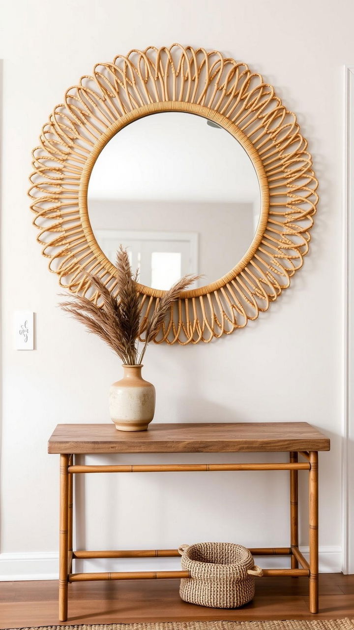 Rattan Framed Mirror From Thrift Finds