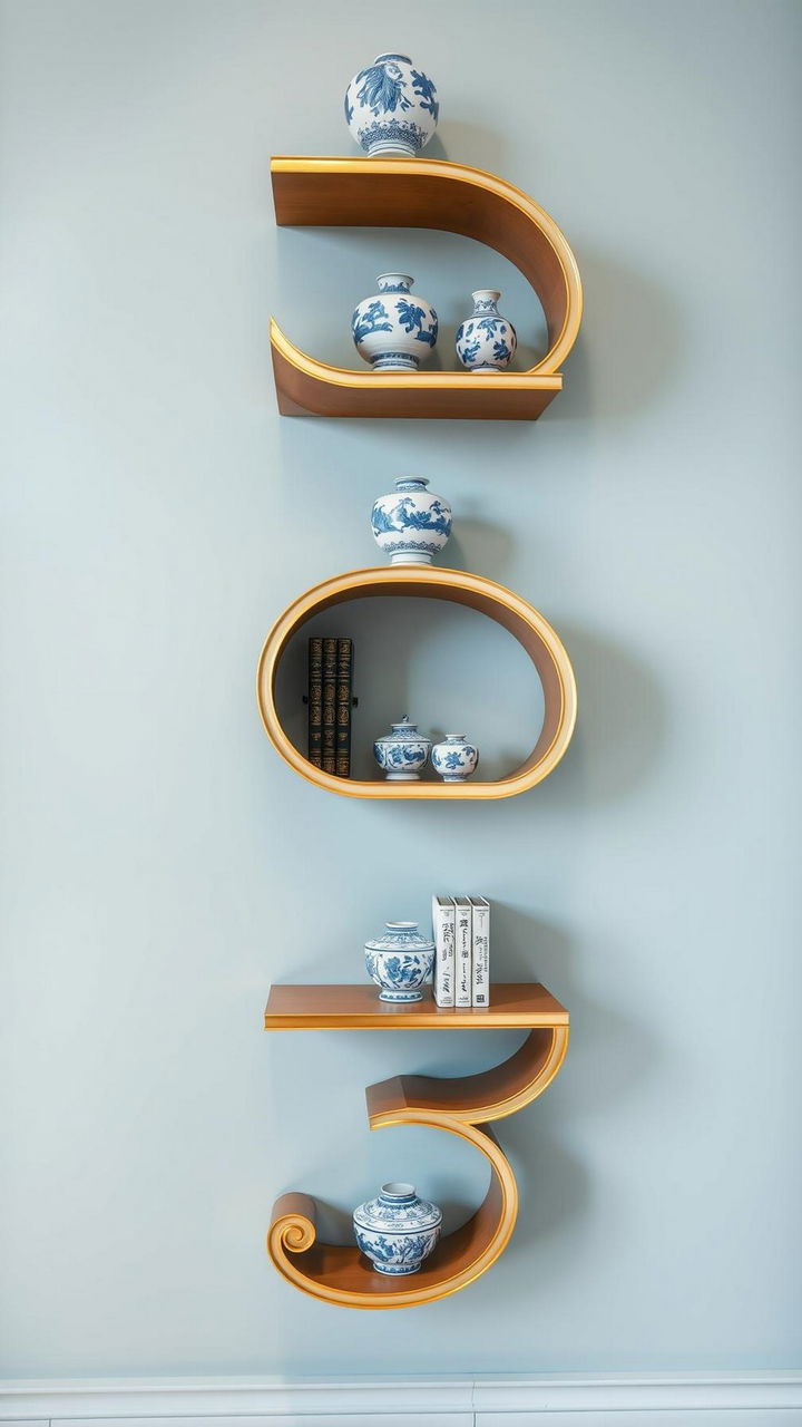S Scroll Wall Shelves for Porcelain Displays